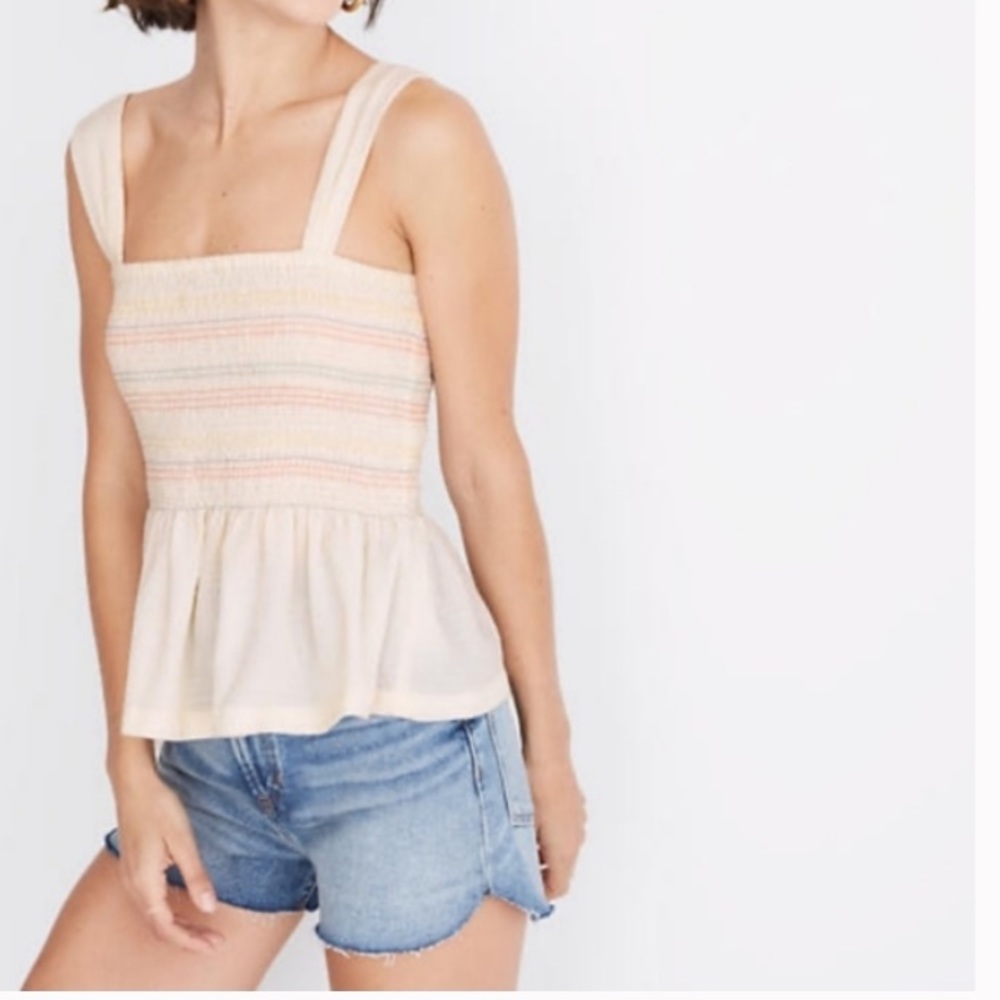 Texture & Thread Tank Smocked Rainbow Peplum XS